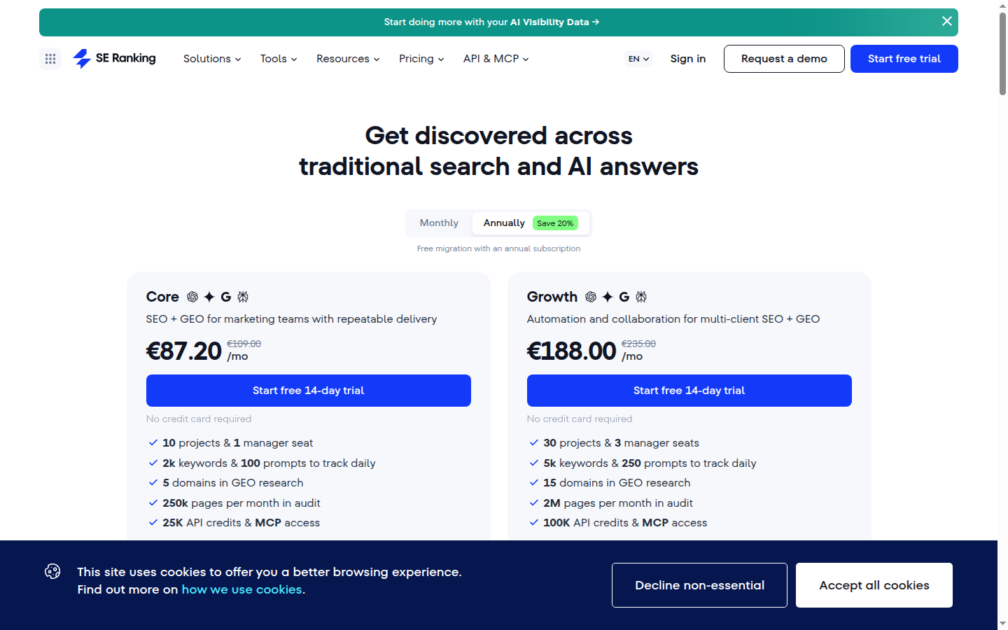 SE Ranking — pricing
